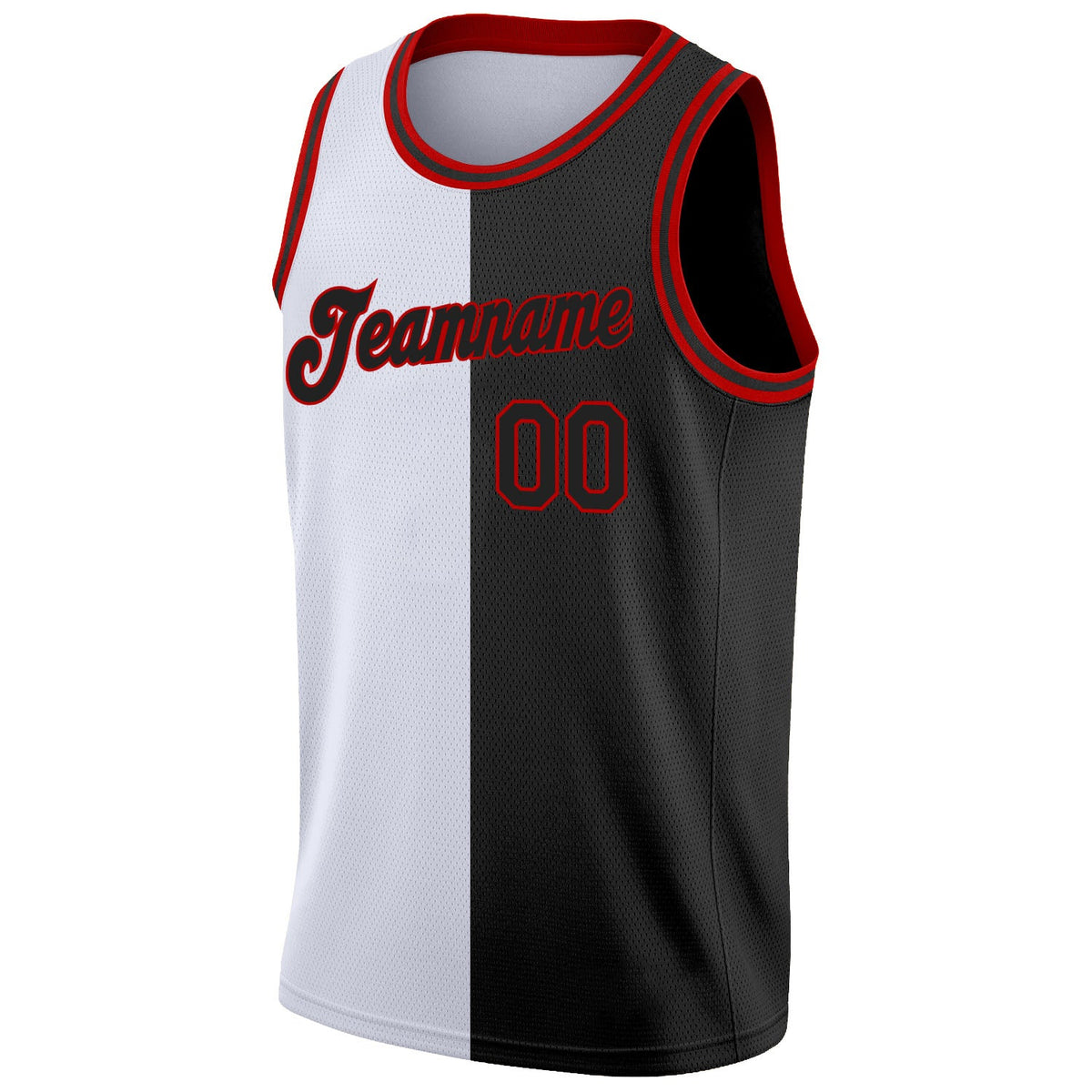 Custom White Black-Red Authentic Split Fashion Basketball Jersey Limited
