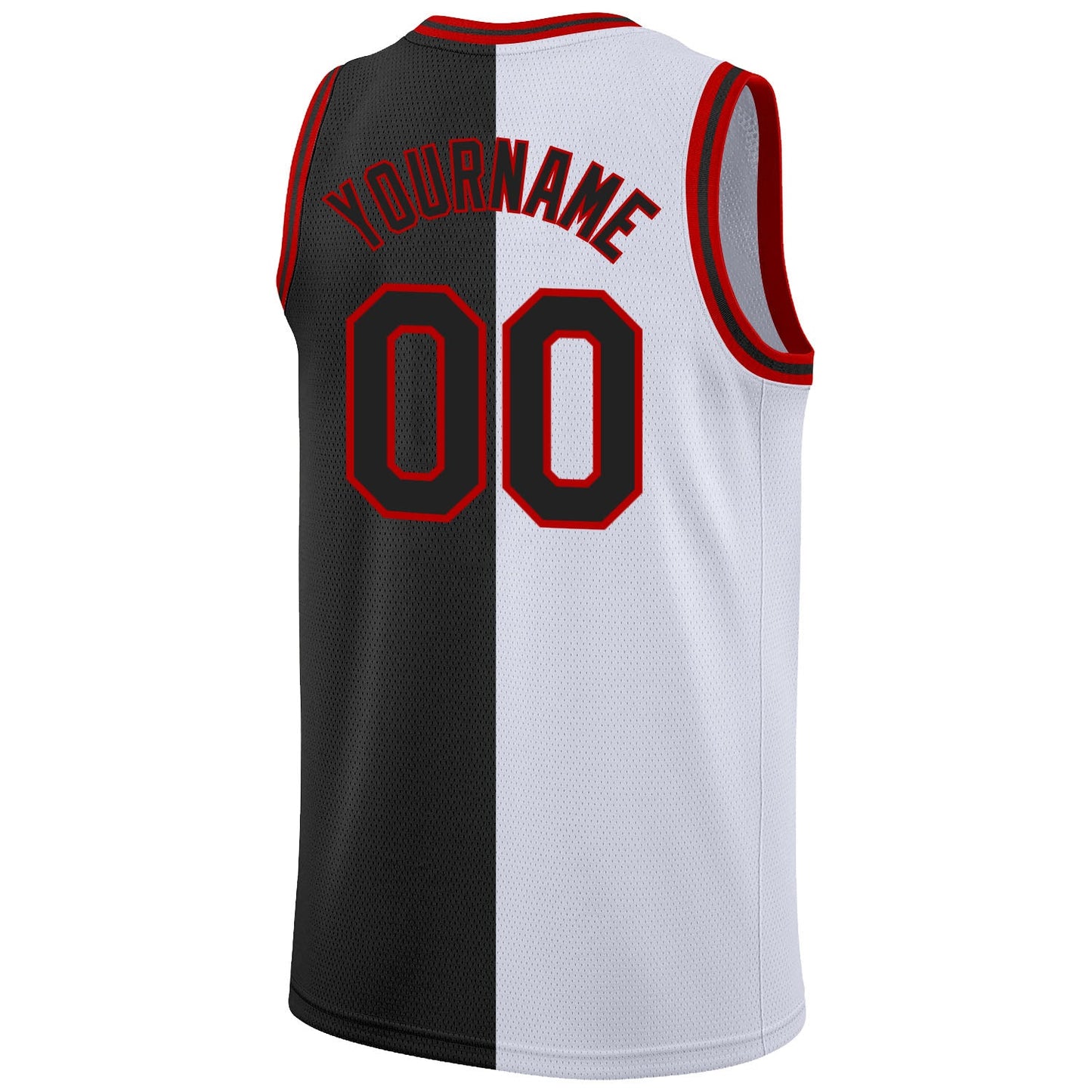 Custom White Black-Red Authentic Split Fashion Basketball Jersey Limited