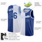 Custom White Royal-Light Blue Authentic Split Fashion Basketball Jersey Limited