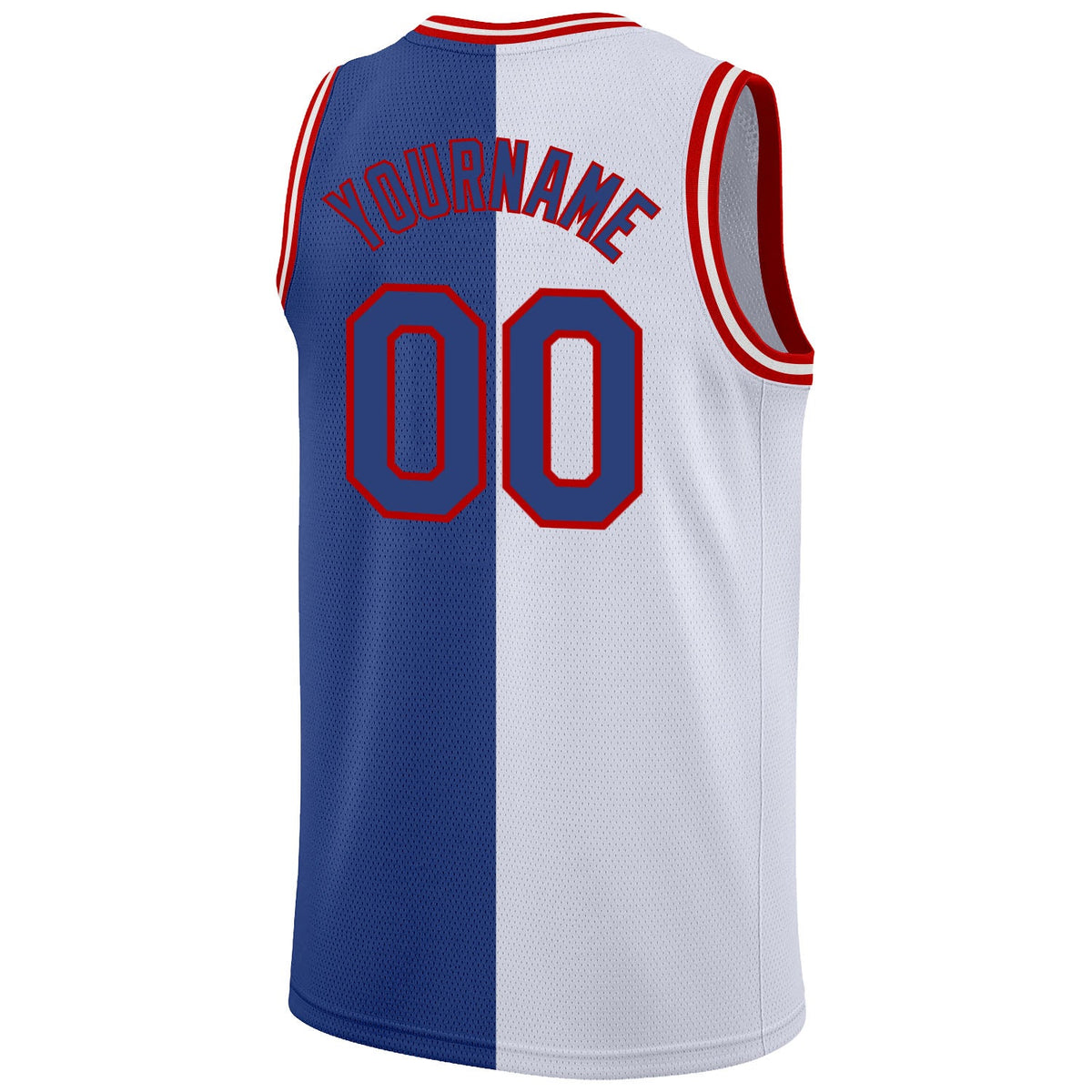 Custom White Royal-Red Authentic Split Fashion Basketball Jersey Limited