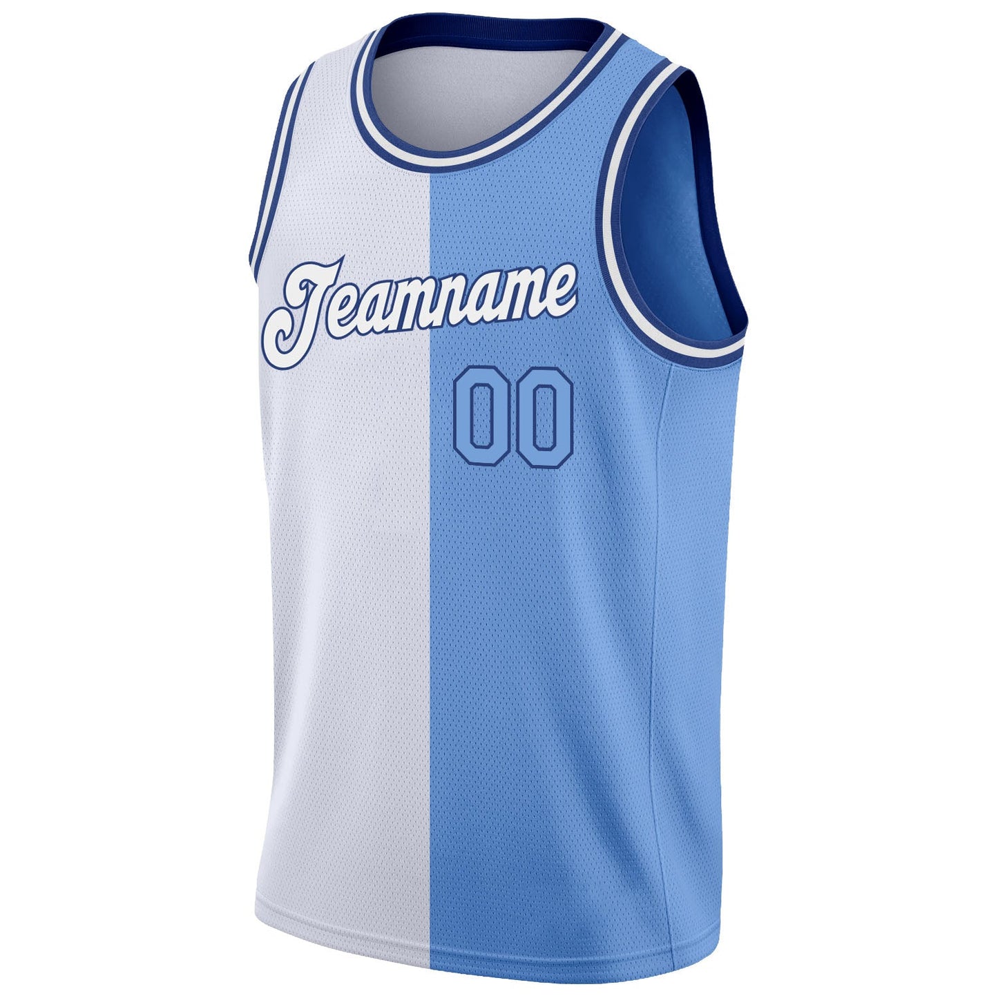 Custom White Light Blue-Royal Authentic Split Fashion Basketball Jersey Limited