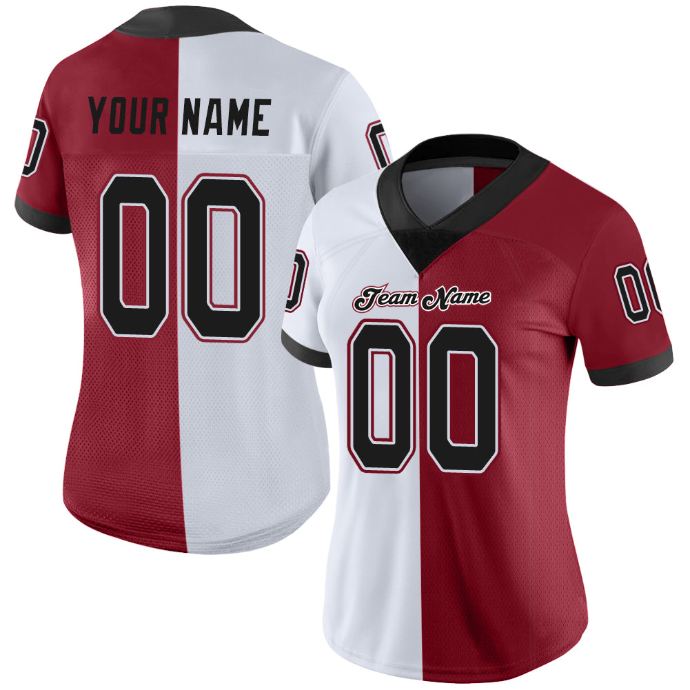 Custom Cardinal Black-White Mesh Split Fashion Football Jersey Limited