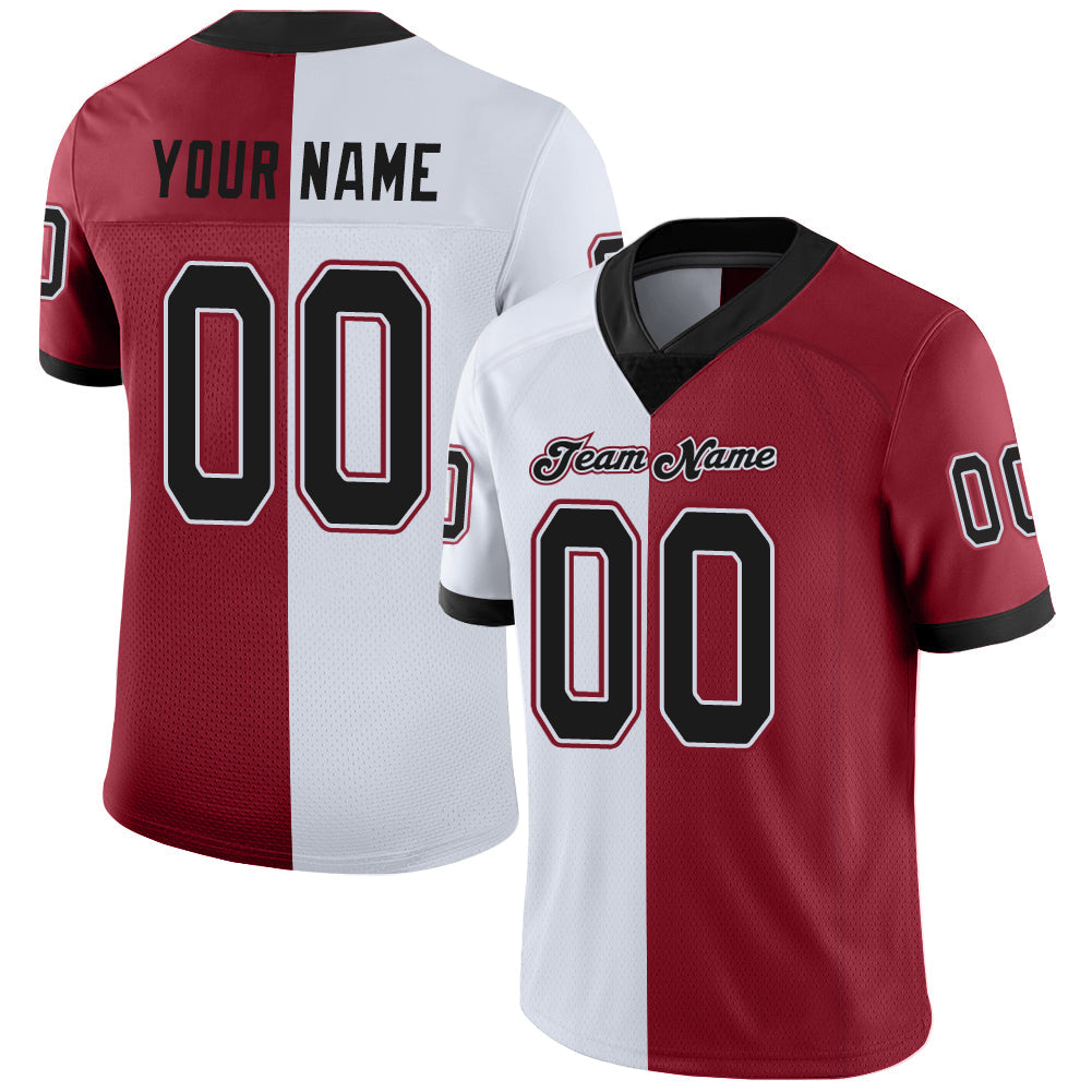 Custom Cardinal Black-White Mesh Split Fashion Football Jersey Limited