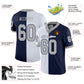 Custom Navy Gray-White Mesh Split Fashion Football Jersey Limited