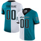 Custom Teal Black-White Mesh Split Fashion Football Jersey Limited