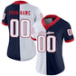 Custom Navy White-Scarlet Mesh Split Fashion Football Jersey Limited