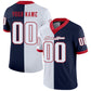 Custom Navy White-Scarlet Mesh Split Fashion Football Jersey Limited