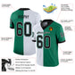 Custom Kelly Green Black-White Mesh Split Fashion Football Jersey Limited