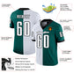 Custom Midnight Green White-Black Mesh Split Fashion Football Jersey Limited