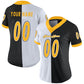 Custom Black Gold-White Mesh Split Fashion Football Jersey Limited