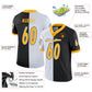 Custom Black Gold-White Mesh Split Fashion Football Jersey Limited