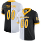 Custom Black Gold-White Mesh Split Fashion Football Jersey Limited