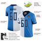 Custom Powder Blue Navy-White Mesh Split Fashion Football Jersey Limited