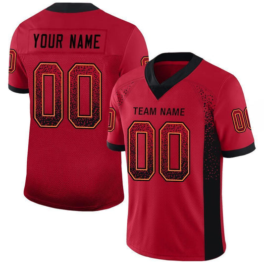 Custom Red Black-Orange Mesh Drift Fashion Football Jersey Limited