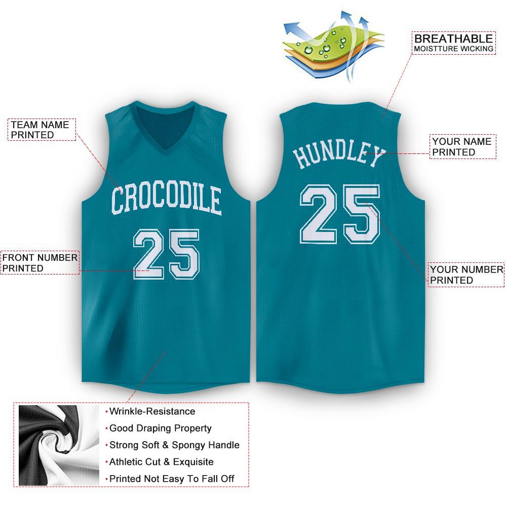 Custom Teal White V-Neck Basketball Jersey Limited