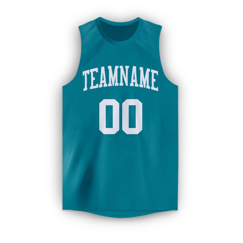 Custom Teal White Round Neck Basketball Jersey Limited