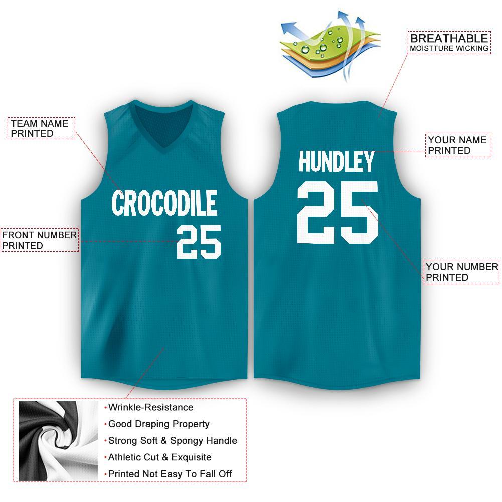 Custom Teal White V-Neck Basketball Jersey Limited