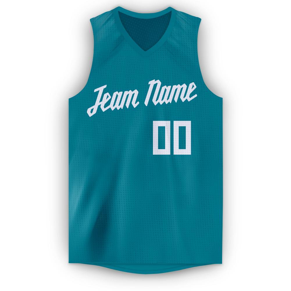 Custom Teal White Classic Tops Mesh Sport Basketball Jersey Limited