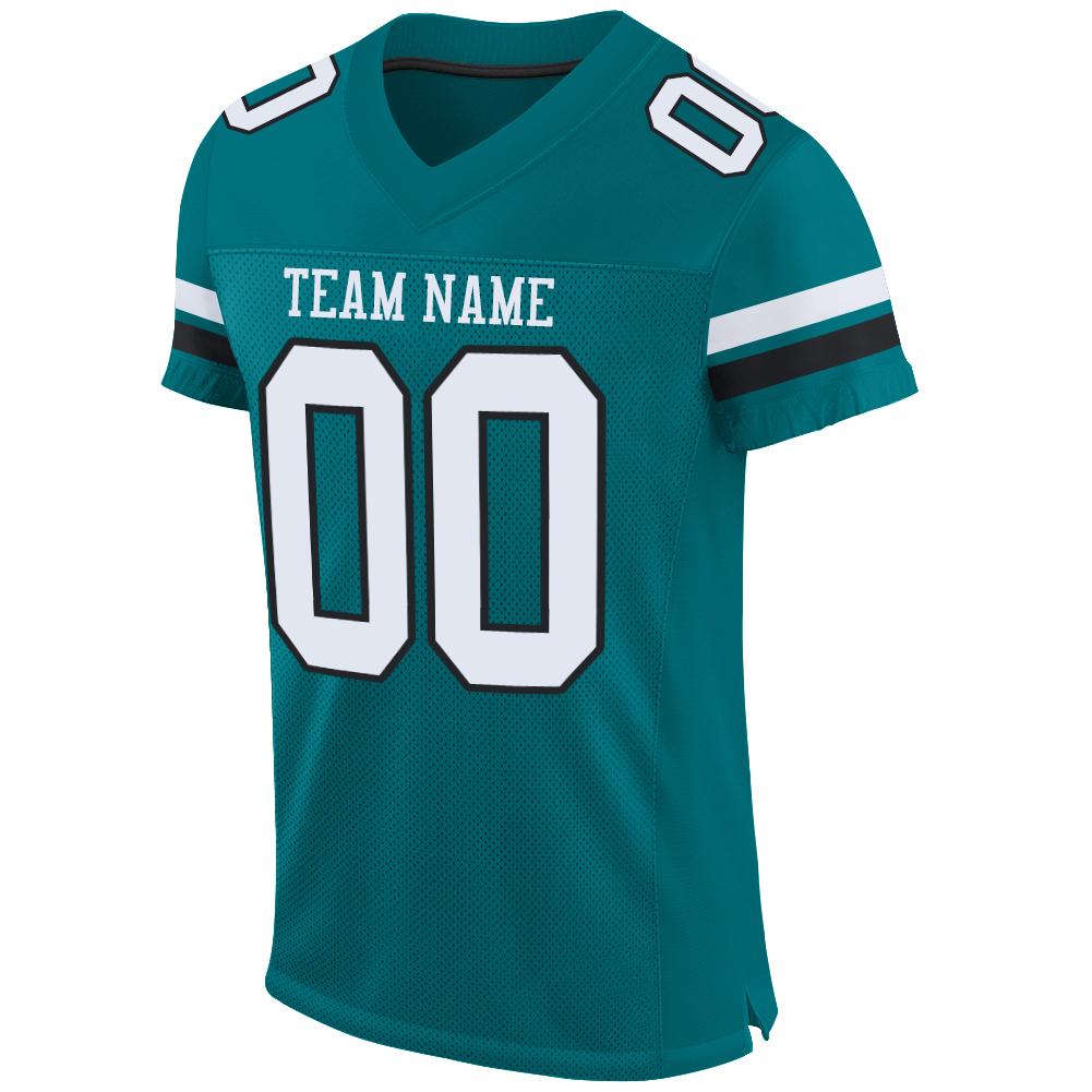 Custom Teal White-Black Mesh Authentic Football Jersey Limited