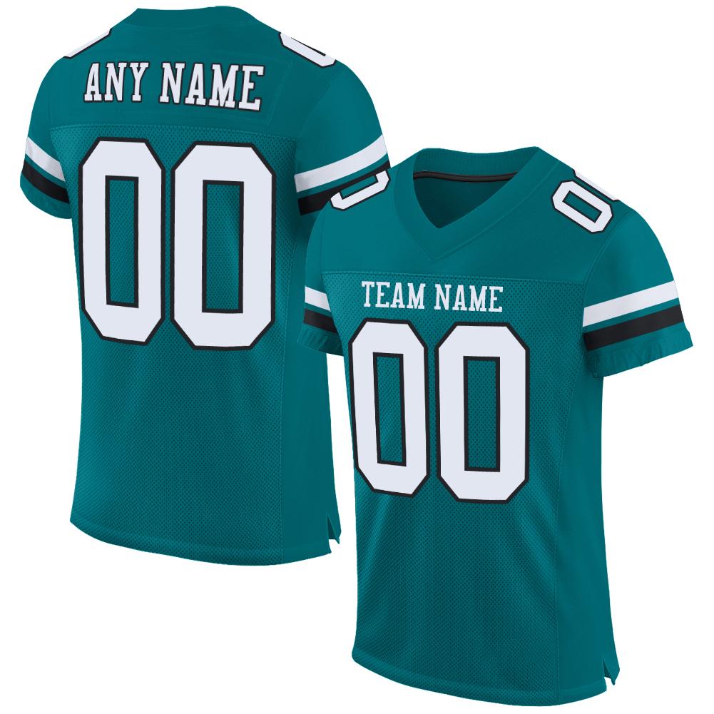 Custom Teal White-Black Mesh Authentic Football Jersey Limited