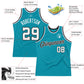 Custom Teal White-Black Authentic Throwback Basketball Jersey Limited