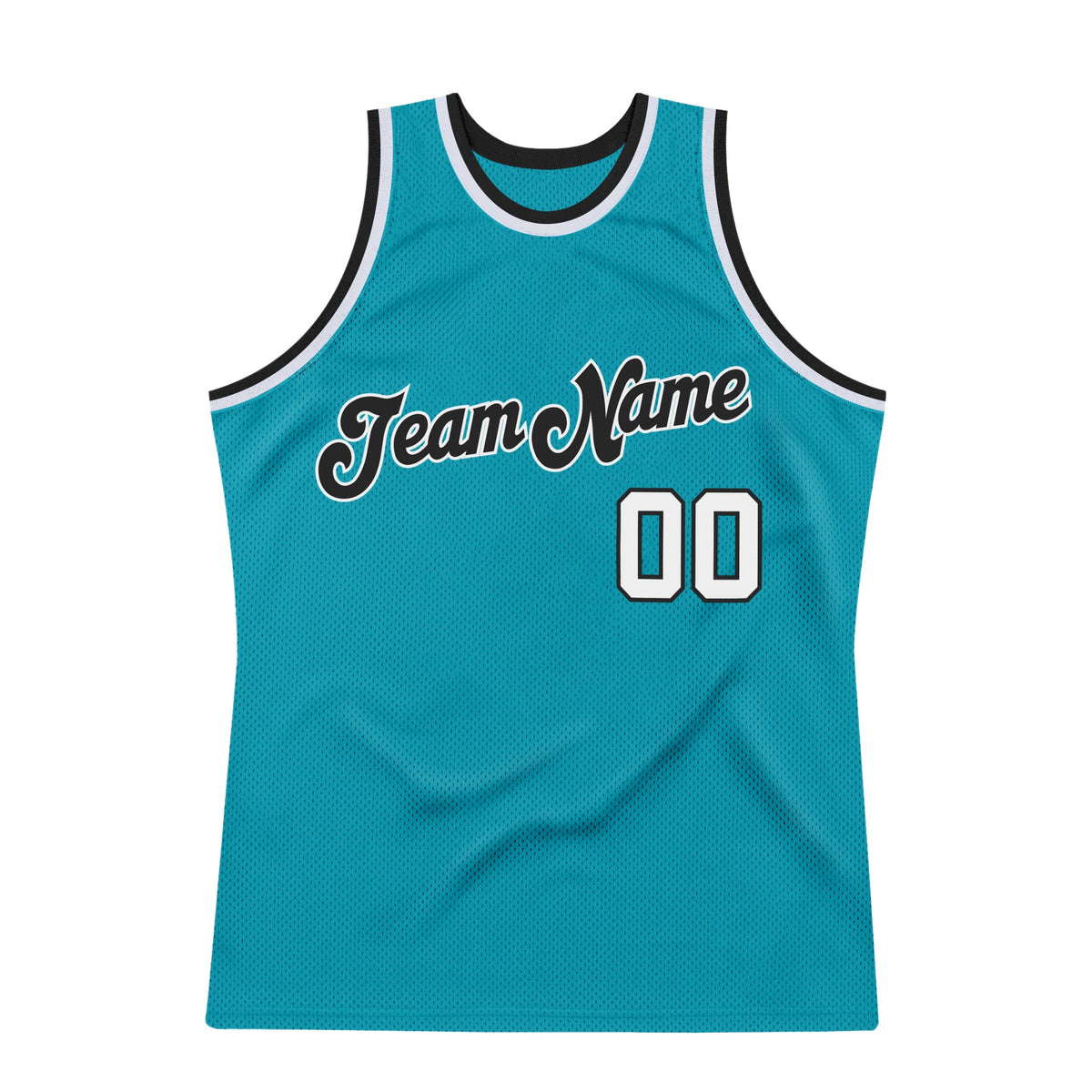Custom Teal White-Black Authentic Throwback Basketball Jersey Limited