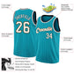 Custom Teal White Pinstripe White-Old Gold Authentic Basketball Jersey Limited