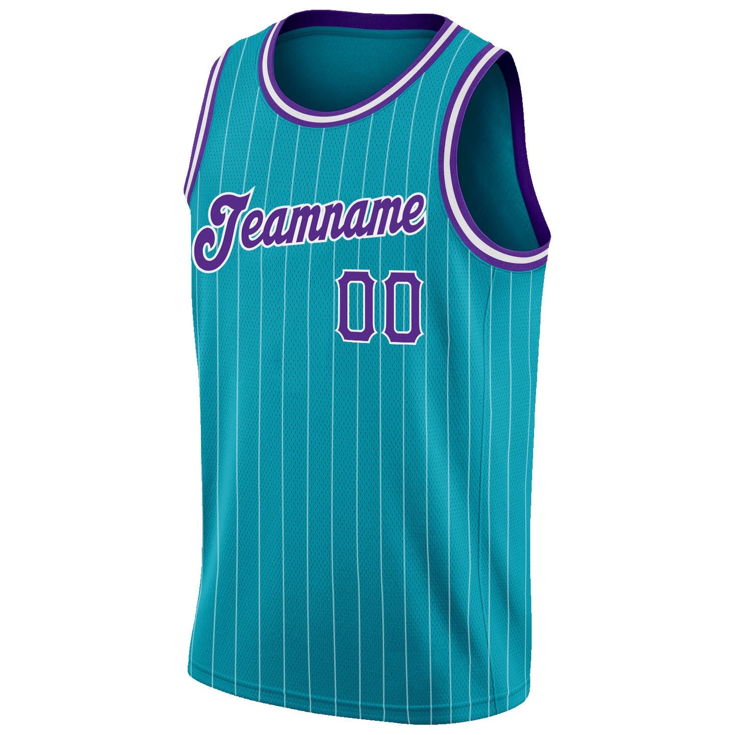 Custom Teal White Pinstripe Purple-White Authentic Basketball Jersey Limited
