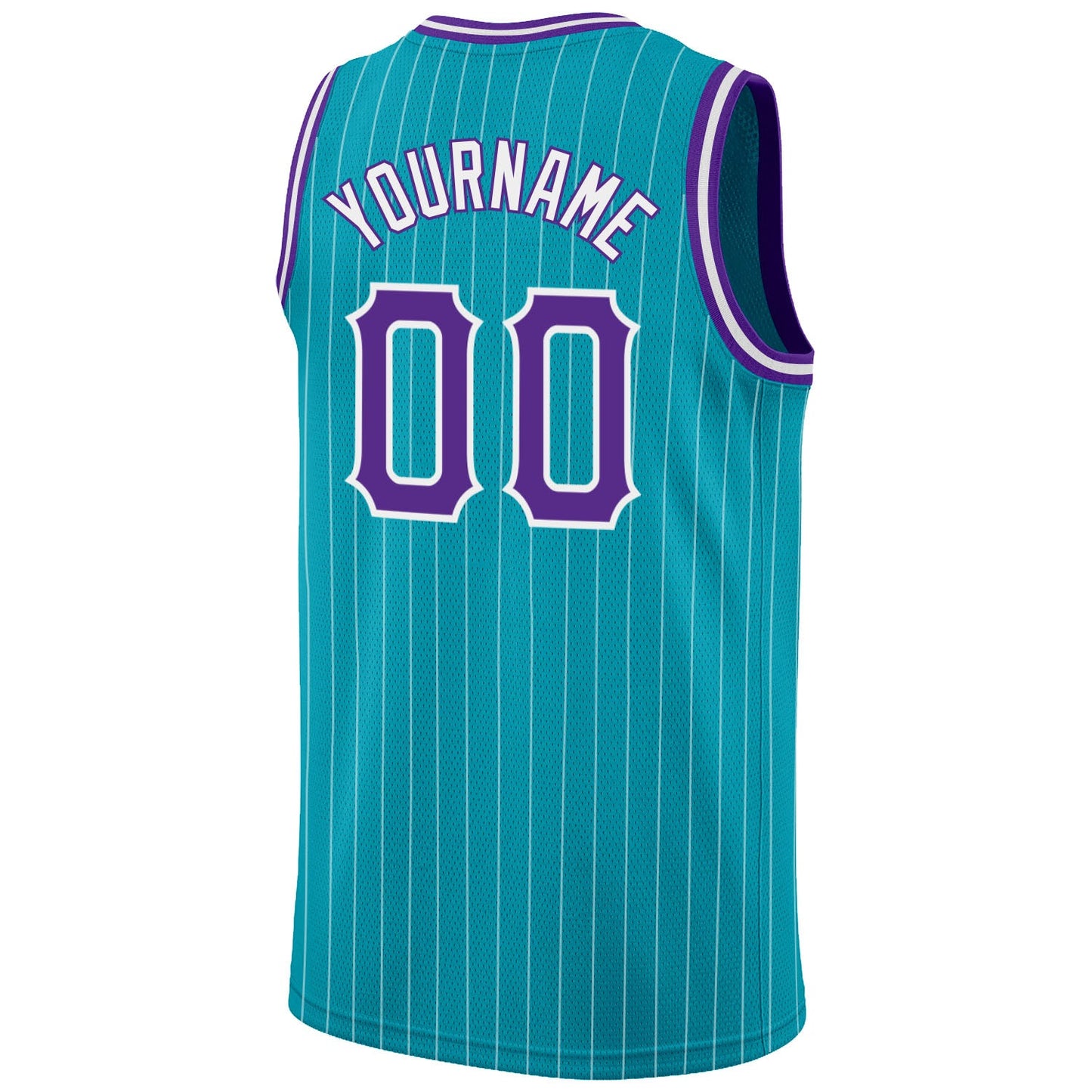Custom Teal White Pinstripe Purple-White Authentic Basketball Jersey Limited