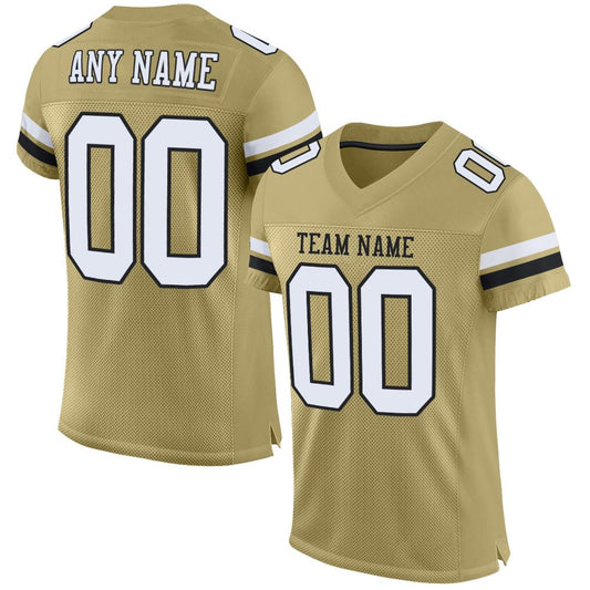 Custom Vegas Gold White-Black Mesh Authentic Football Jersey Limited