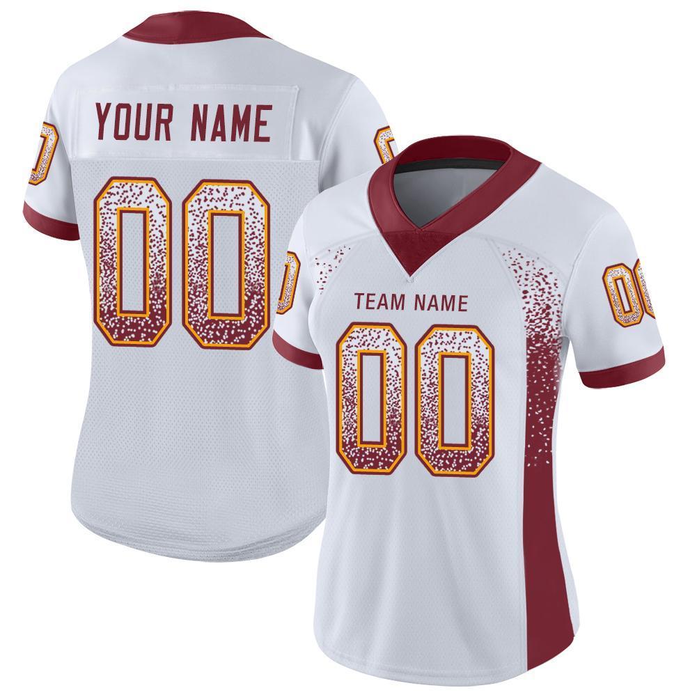 Custom White Burgundy-Gold Mesh Drift Fashion Football Jersey Limited