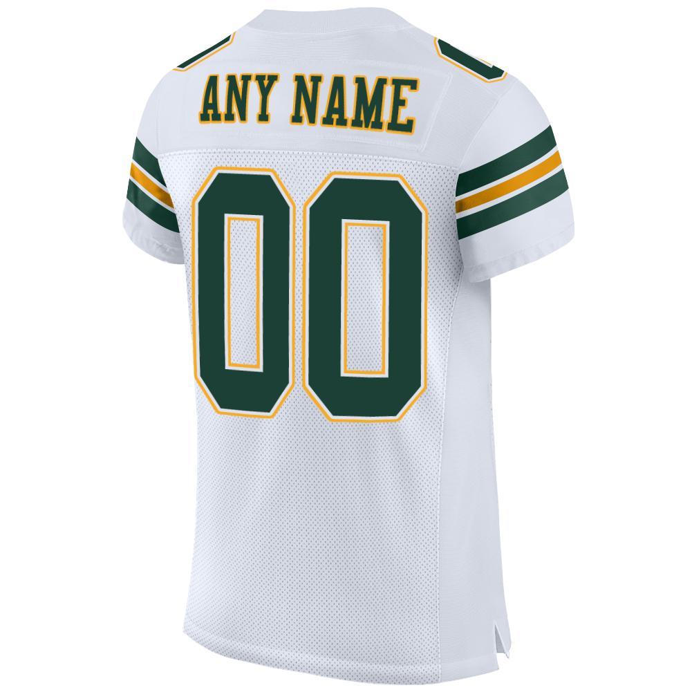 Custom White Green-Gold Mesh Authentic Football Jersey Limited