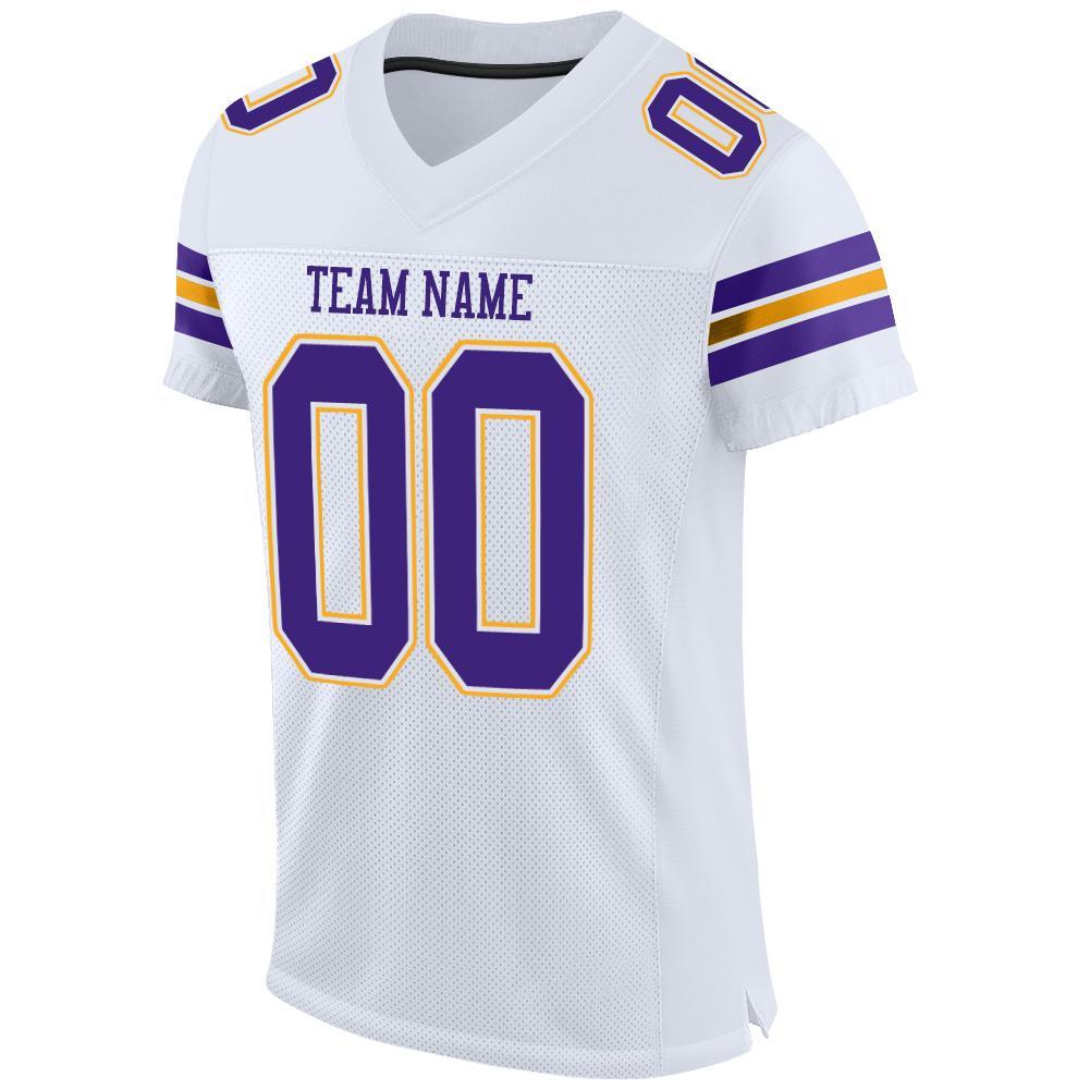 Custom White Purple-Gold Mesh Authentic Football Jersey Limited