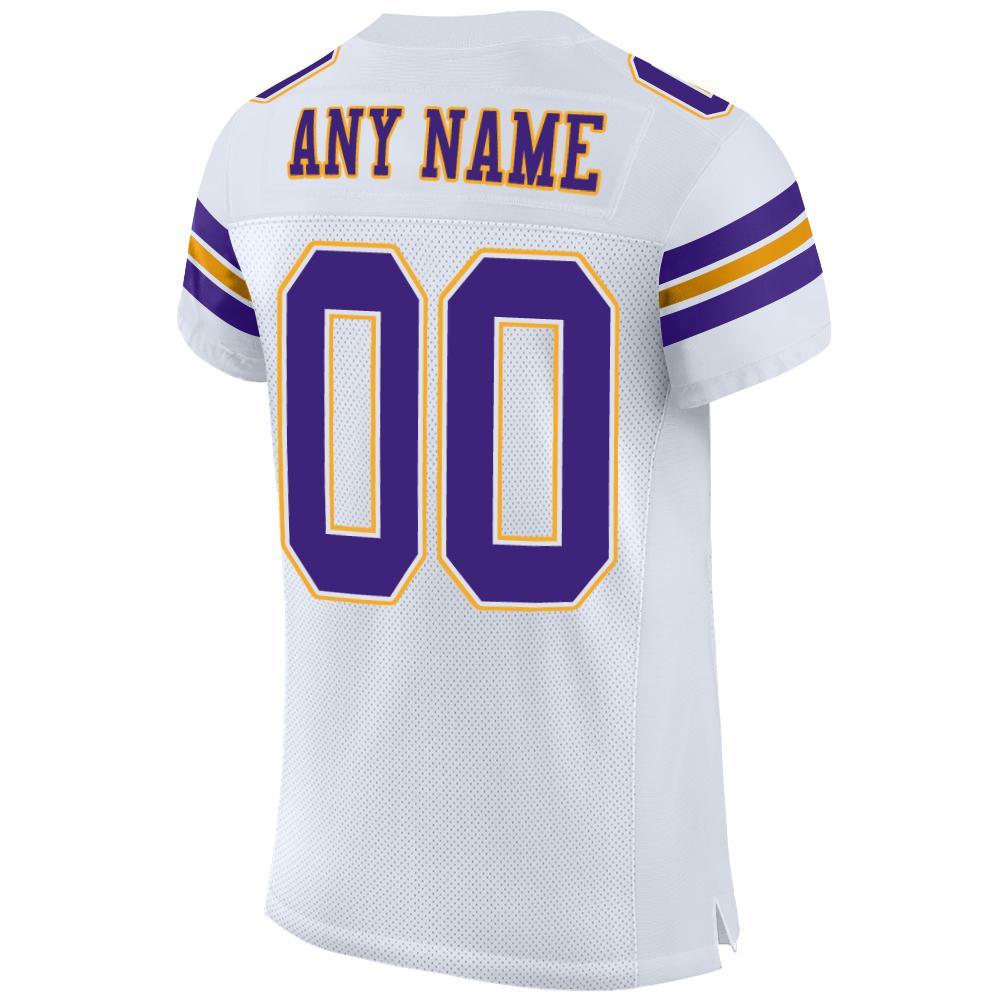 Custom White Purple-Gold Mesh Authentic Football Jersey Limited