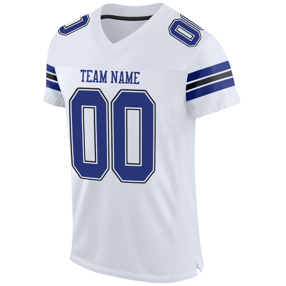 Custom White Royal-Black Mesh Authentic Football Jersey Limited