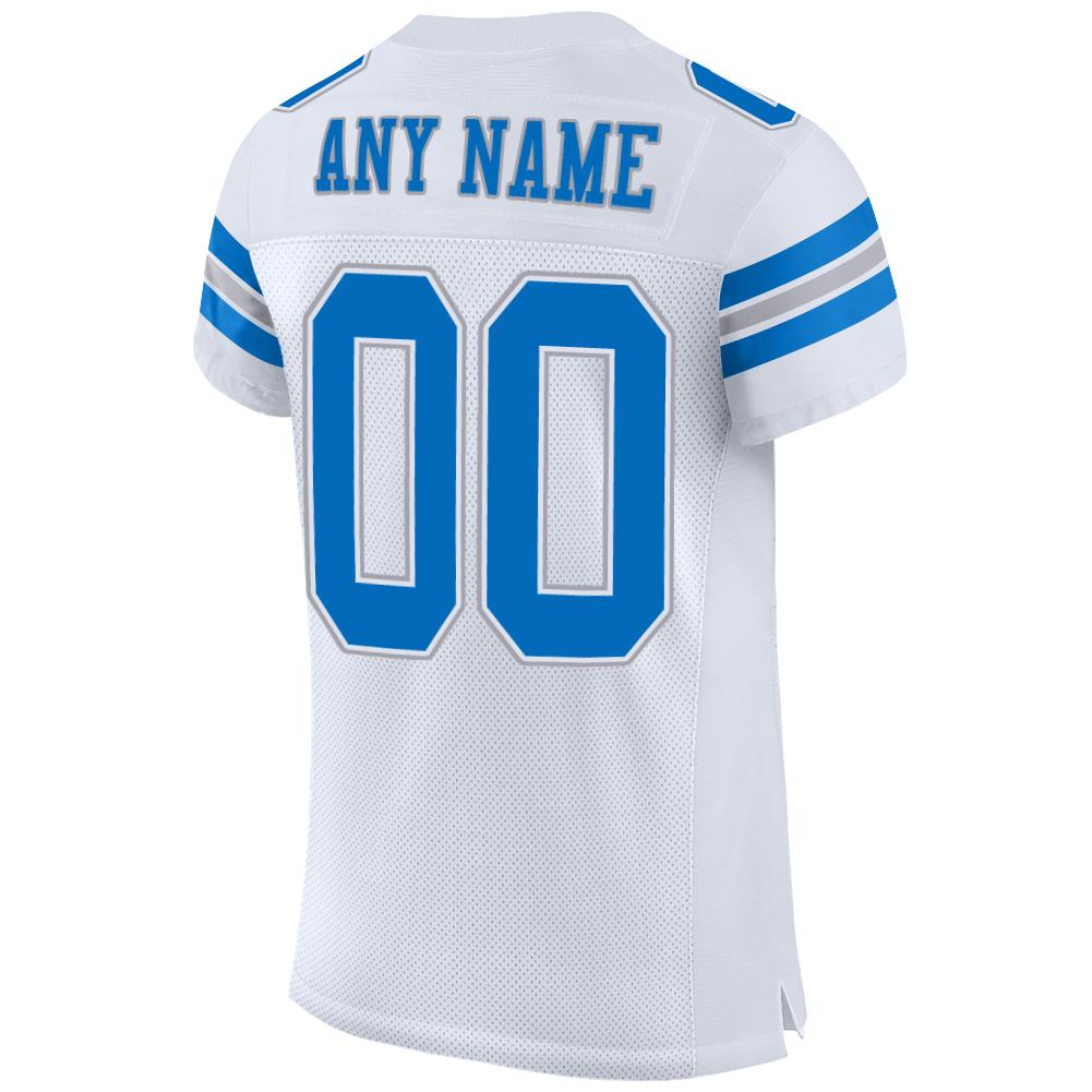 Custom White Panther Blue-Light Gray Mesh Authentic Football Jersey Limited