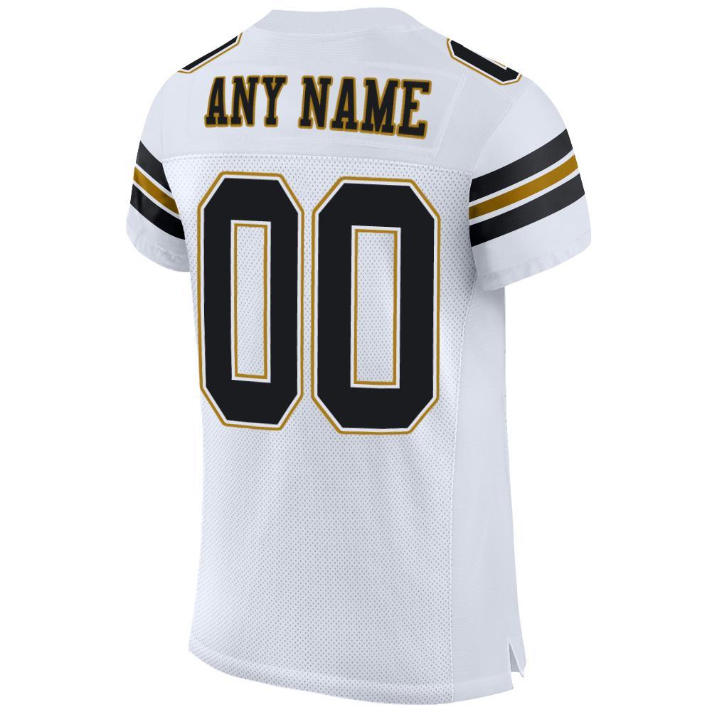 Custom White Black-Old Gold Mesh Authentic Football Jersey Limited
