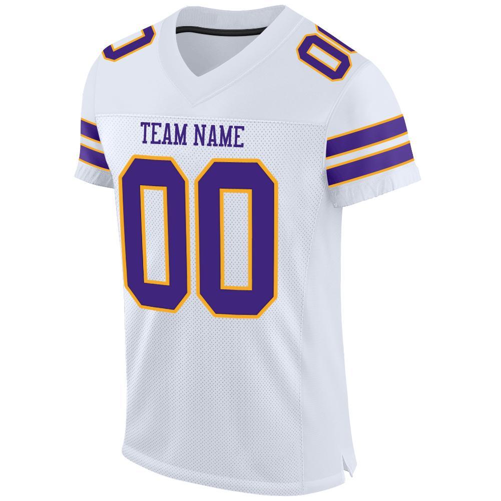Custom White Purple-Gold Mesh Authentic Football Jersey Limited
