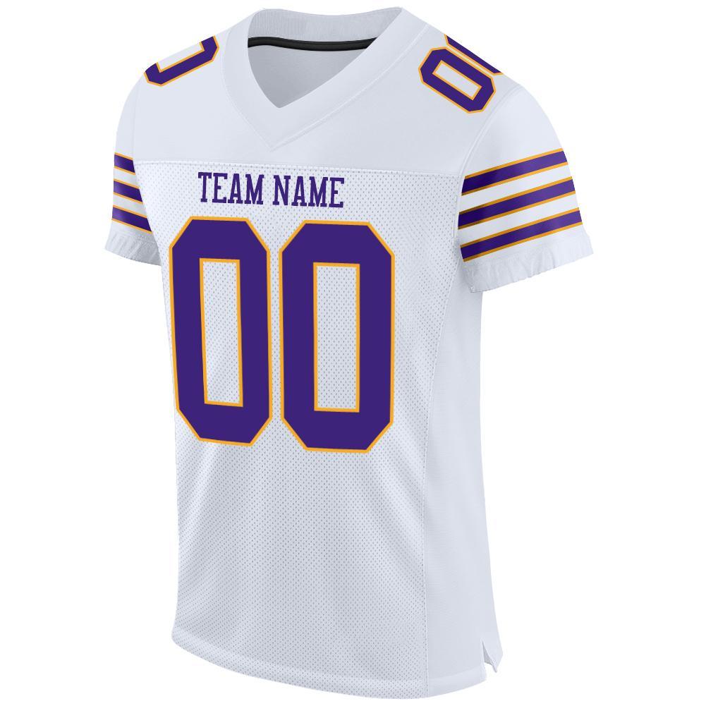 Custom White Purple-Gold Mesh Authentic Football Jersey Limited
