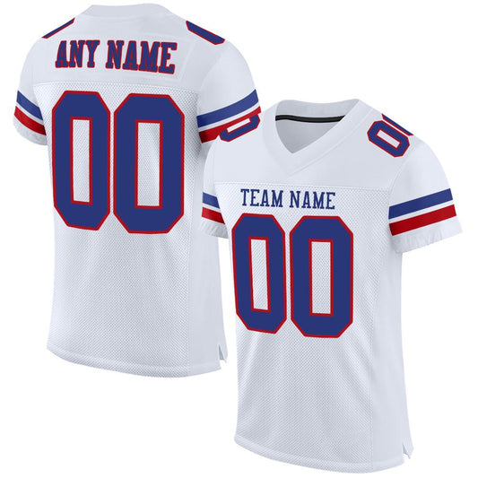 Custom White Royal-Red Mesh Authentic Football Jersey Limited