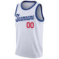 Custom White Royal-Red Round Neck Rib-Knit Basketball Jersey Limited