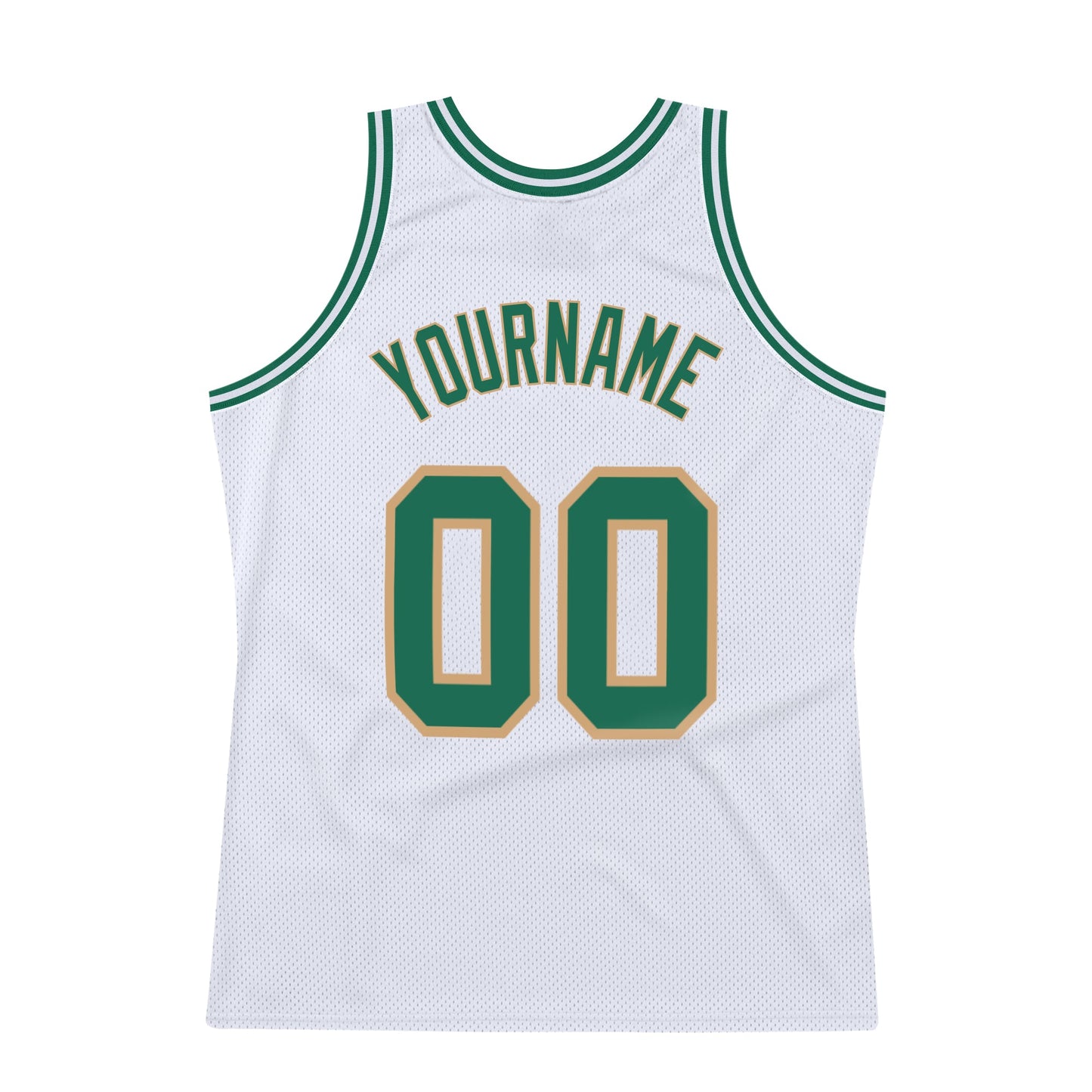 Custom White Kelly Green-Old Gold Authentic Throwback Basketball Jersey Limited