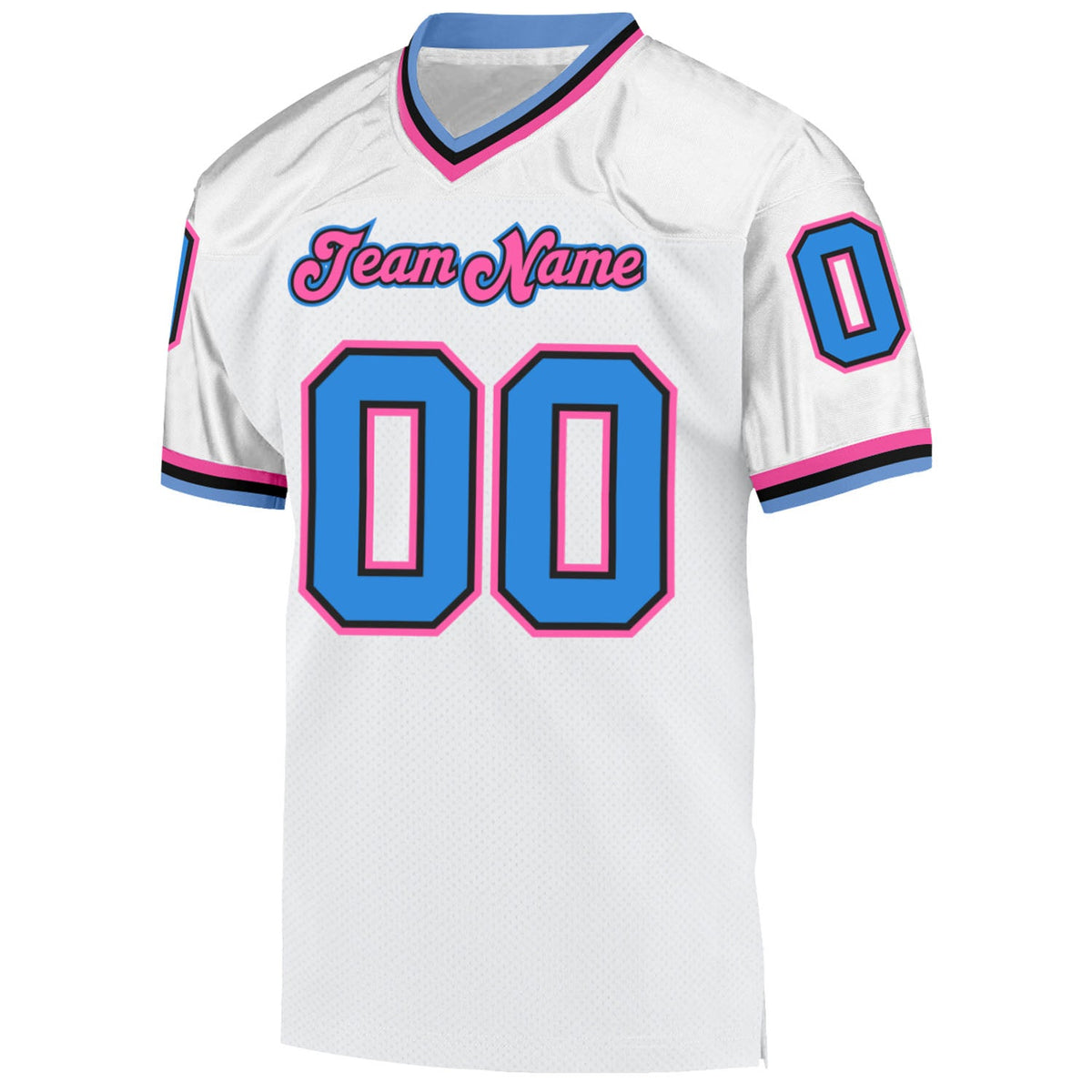 Custom White Powder Blue-Pink Mesh Authentic Throwback Football Jersey Limited