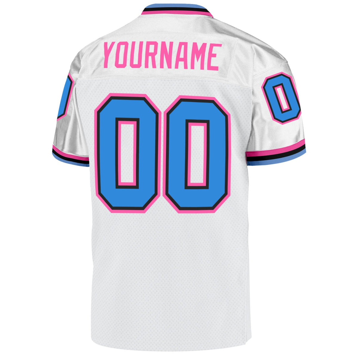 Custom White Powder Blue-Pink Mesh Authentic Throwback Football Jersey Limited