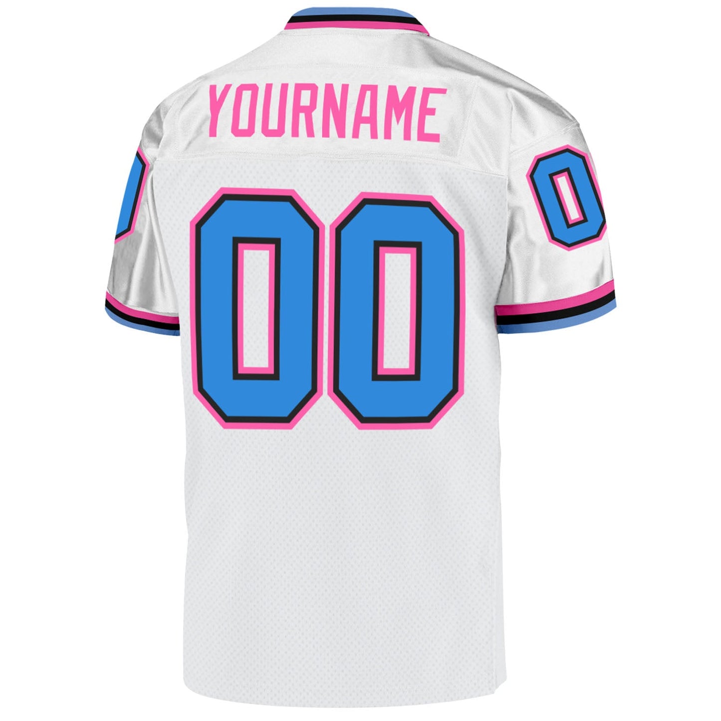 Custom White Powder Blue-Pink Mesh Authentic Throwback Football Jersey Limited