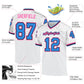 Custom White Powder Blue-Pink Mesh Authentic Throwback Football Jersey Limited
