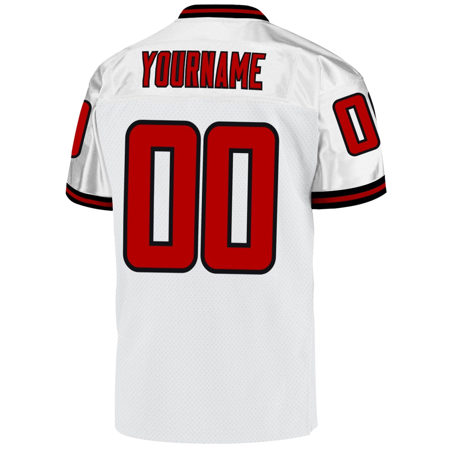 Custom White Red-Black Mesh Authentic Throwback Football Jersey Limited