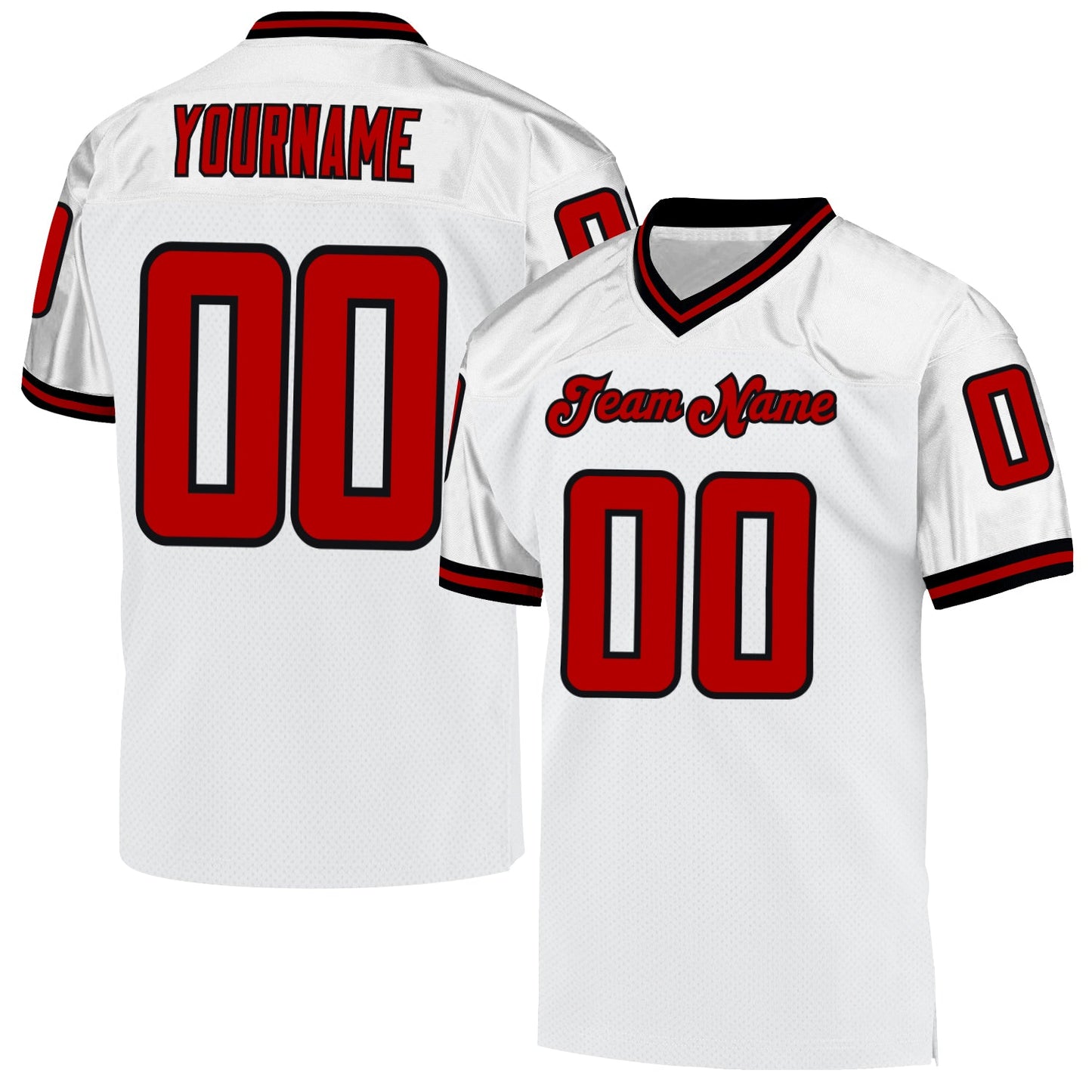Custom White Red-Black Mesh Authentic Throwback Football Jersey Limited