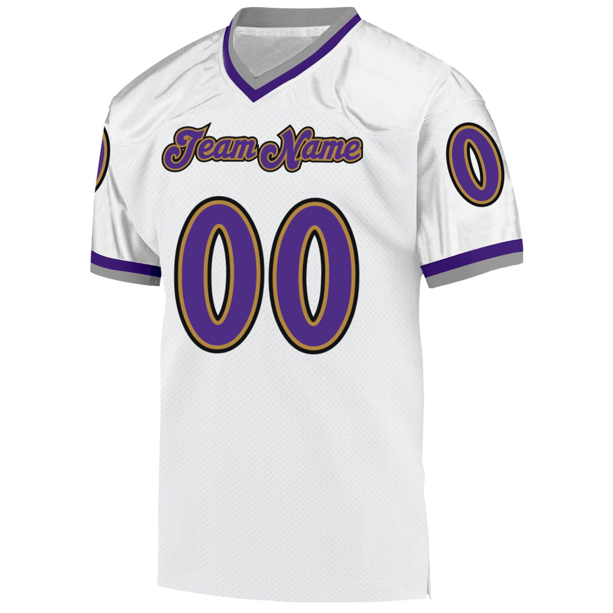 Custom White Purple-Old Gold Mesh Authentic Throwback Football Jersey Limited