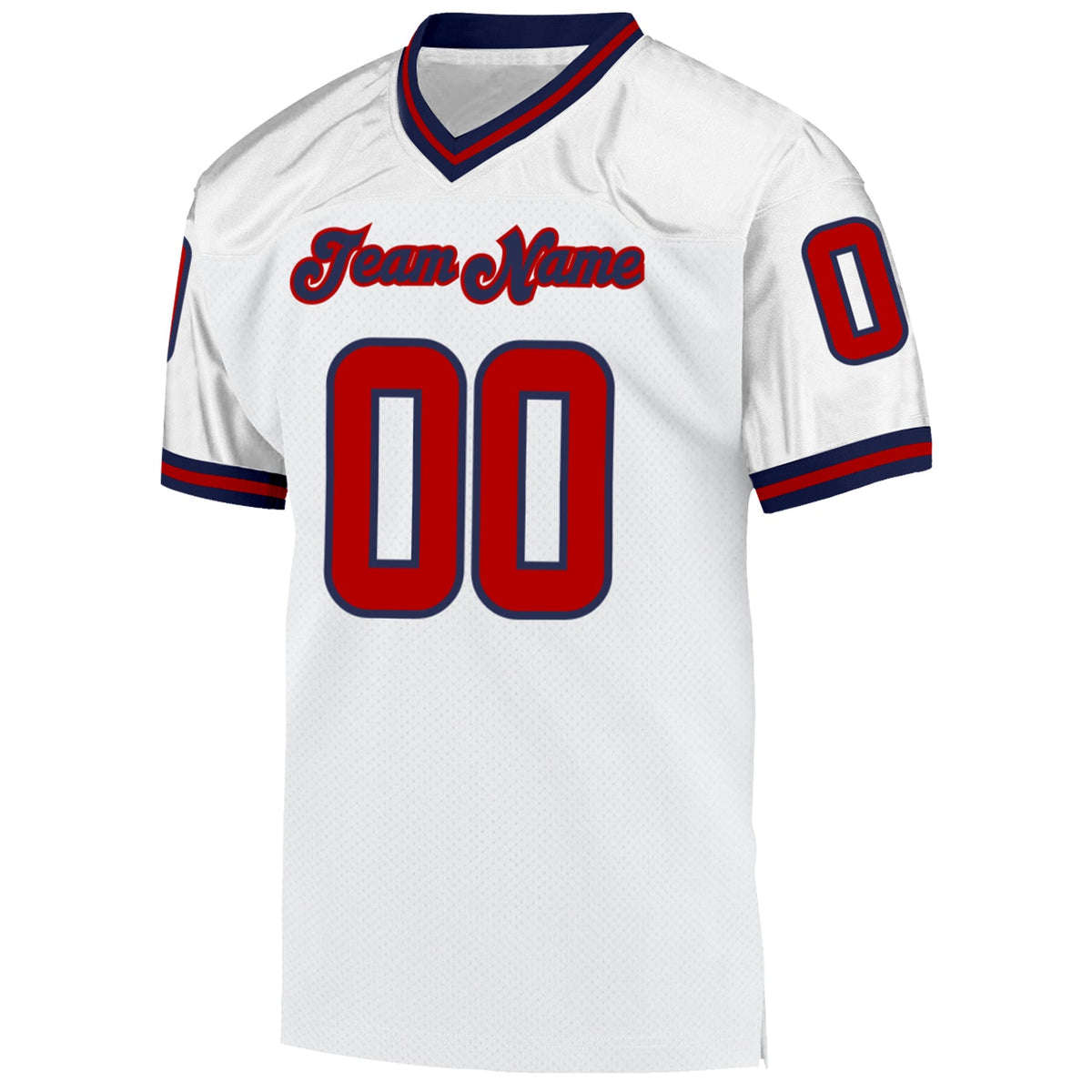 Custom White Red-Navy Mesh Authentic Throwback Football Jersey Limited